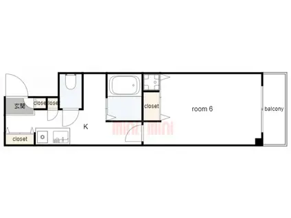 アスフローレス(1K/1階)の間取り写真