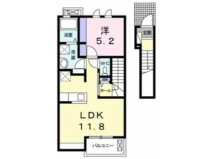 シャルマン・ドミール(1LDK/2階)の間取り写真