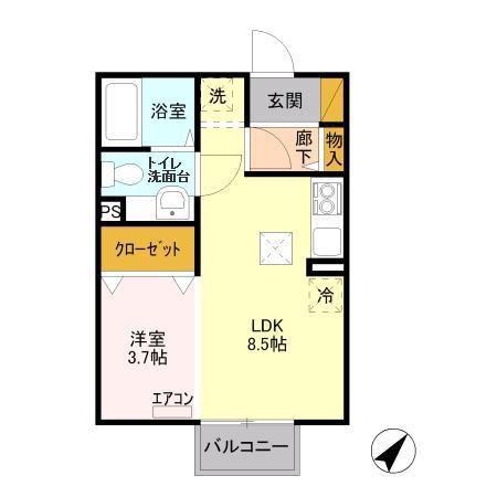 アネックスますや(ワンルーム/1階)の間取り写真
