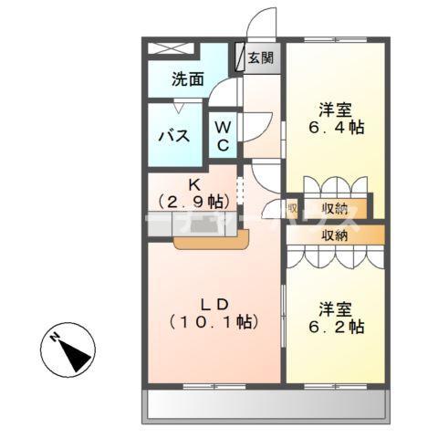 クレスト(2LDK/2階)の間取り写真
