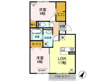 ライフレジデンス(2LDK/2階)の間取り写真