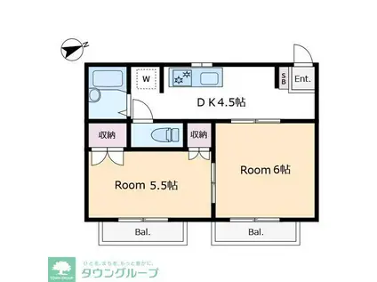 大志II(2DK/2階)の間取り写真