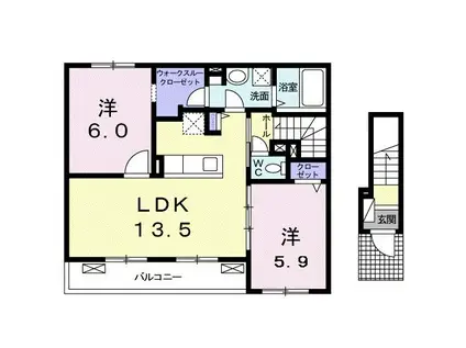 アプリコットヴィレッジ(2LDK/2階)の間取り写真