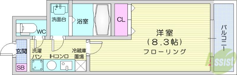ジュネス八幡 (1K/1階)の間取り写真