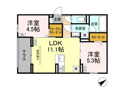 アイスフィルド相模原(2LDK/1階)の間取り写真