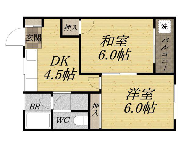GRANPIACOURT桜ヶ丘(2DK/1階)の間取り写真