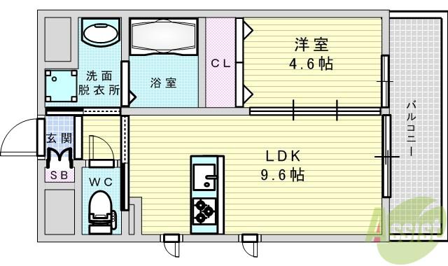 第26関根マンション(1LDK/12階)の間取り写真