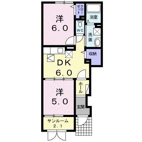 パークサイド II(2LDK/2階)の間取り写真