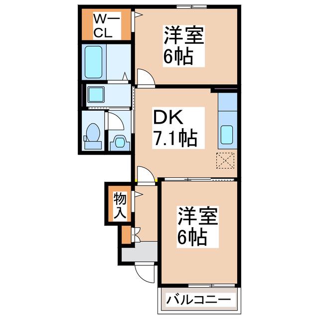 フォルトグランデ III(2DK/1階)の間取り写真