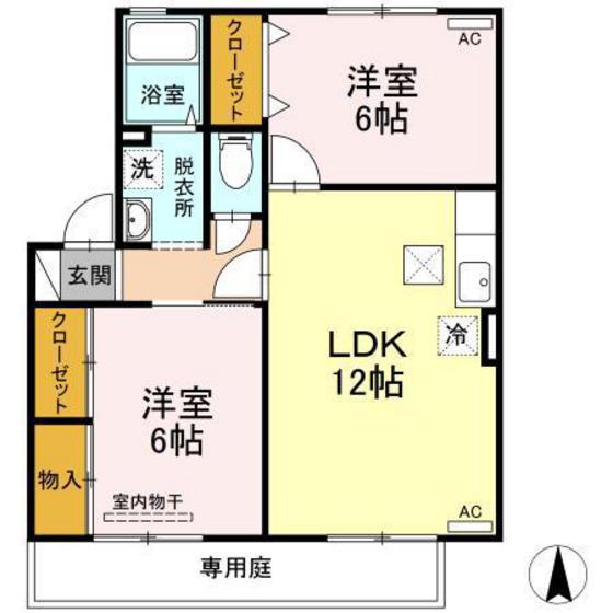 エトワール(2LDK/1階)の間取り写真