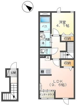 オルフェーブル(1LDK/2階)の間取り写真