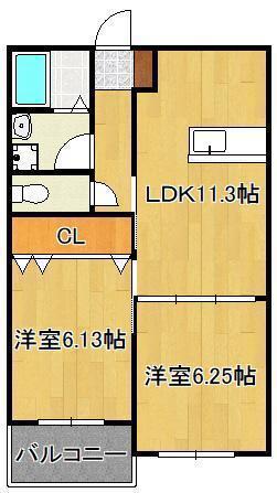 キミエ学研都市レジデンス(2LDK/2階)の間取り写真