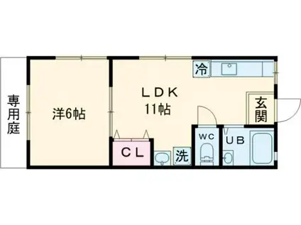 ハイツ大谷(1LDK/1階)の間取り写真