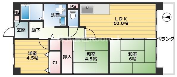 レジデンス ウエストアロウ夕陽ヶ丘(3LDK/5階)の間取り写真