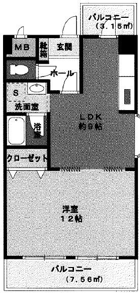 ロイヤルハイツ有野(1LDK/2階)の間取り写真