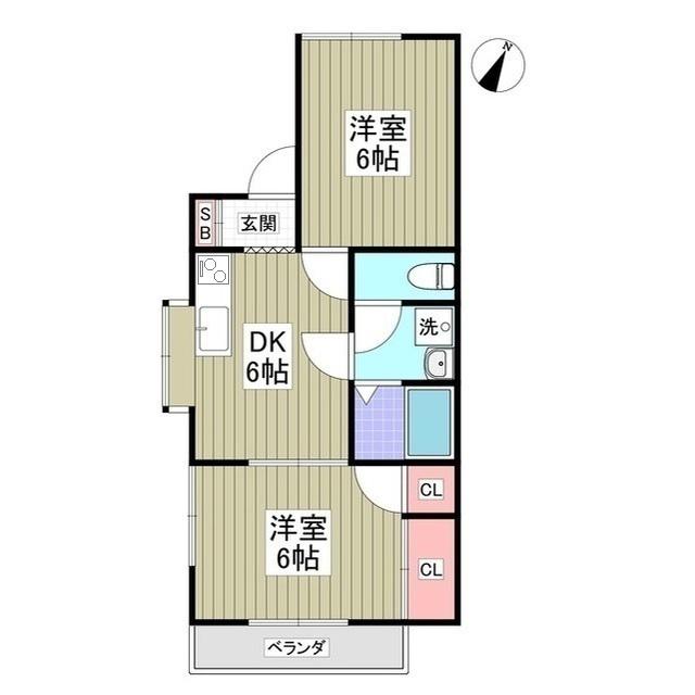 リブレス桐生堤町A(2DK/2階)の間取り写真