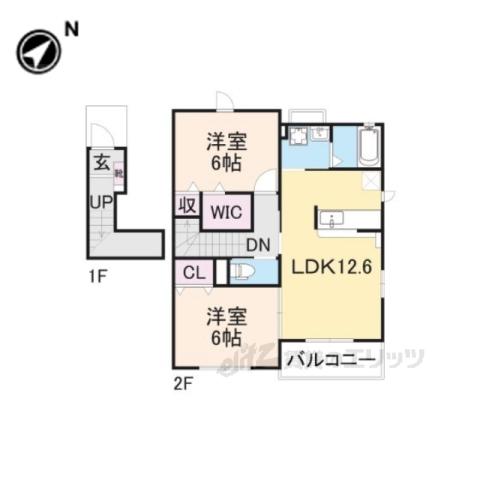 ディアコートⅡ(1LDK/1階)の間取り写真