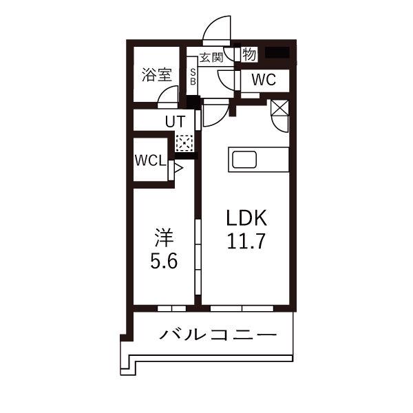 ヒルクレストELGRAND大江(1LDK/6階)の間取り写真