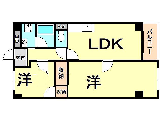 リアライズ新甲陽II(2LDK/1階)の間取り写真