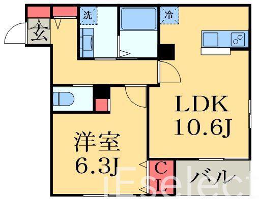 ウィンドテラス千葉寺(1LDK/3階)の間取り写真