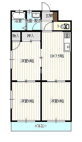 NBマンション(3DK/3階)の間取り写真