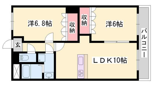 プランドール(2LDK/1階)の間取り写真
