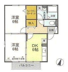 エクセルB(2DK/2階)の間取り写真