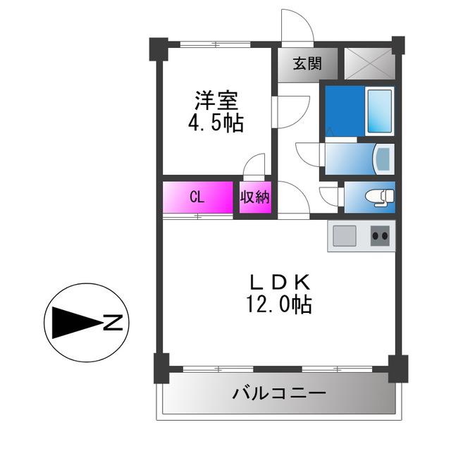 OMレジデンス八戸ノ里(1LDK/6階)の間取り写真