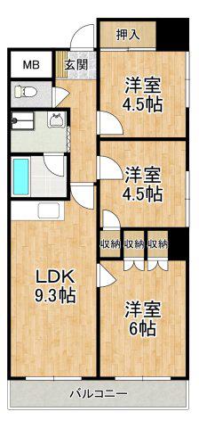 ラポール百舌鳥(3LDK/1階)の間取り写真