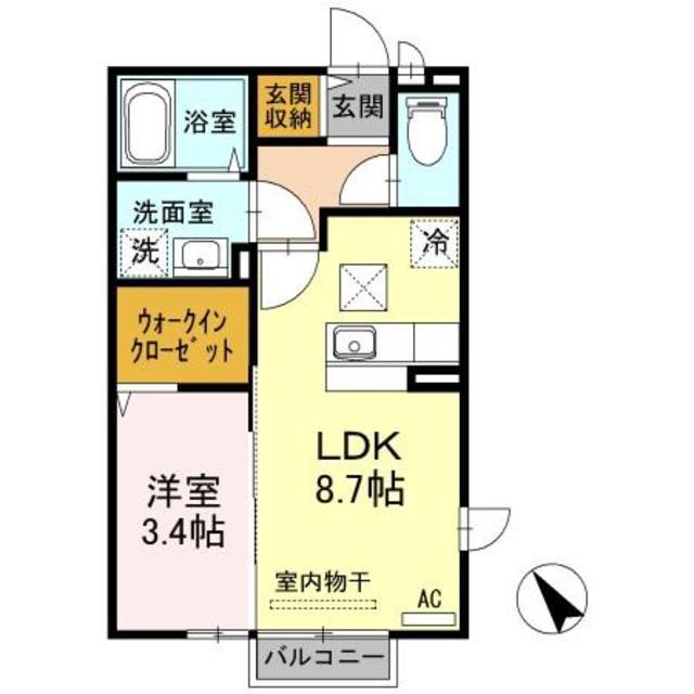 セレーノローザ(1LDK/1階)の間取り写真