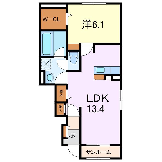 メルヴェイユ さくら(1LDK/1階)の間取り写真