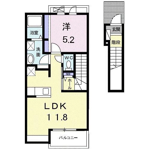 アヴェニール・クレア(1LDK/2階)の間取り写真