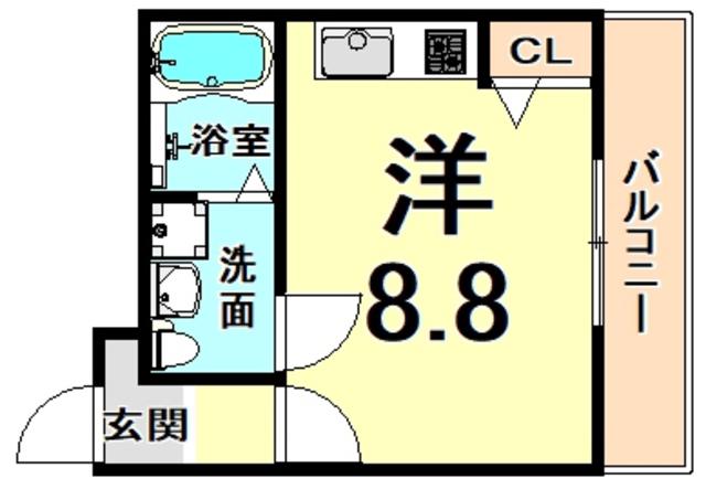 ノイヴェル杭瀬(ワンルーム/2階)の間取り写真