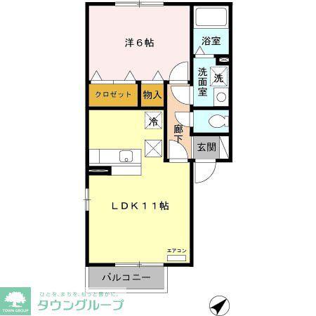 ガーデンリーブスA(1LDK/1階)の間取り写真