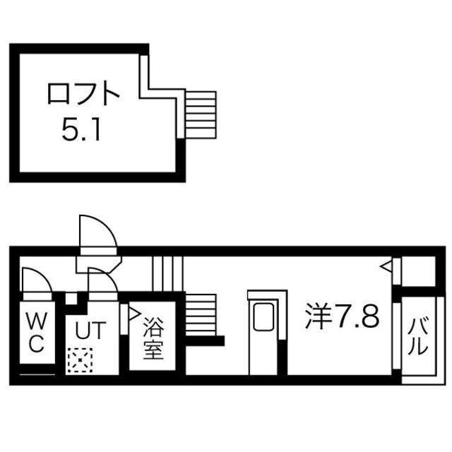カーサ フェリーチェW(1K/2階)の間取り写真