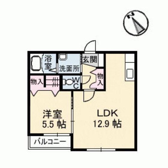 ラ・パルテール金岡東町 壱番館(1LDK/2階)の間取り写真