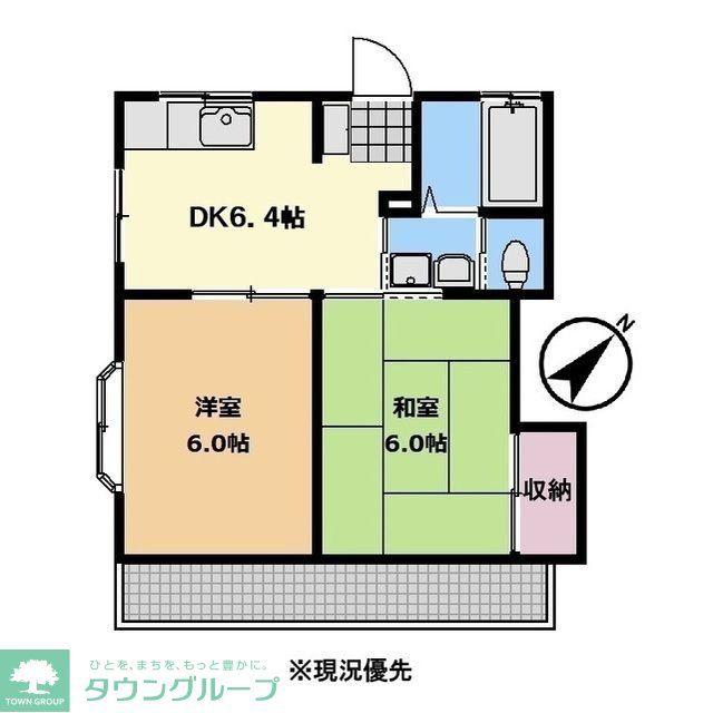 ルミエール桶川(2DK/1階)の間取り写真
