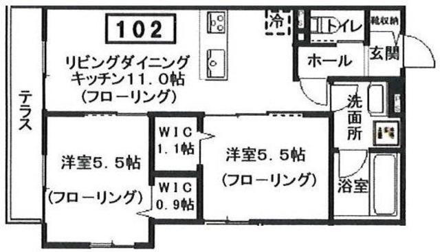 へーベルメゾン宮前2丁目(2LDK/1階)の間取り写真