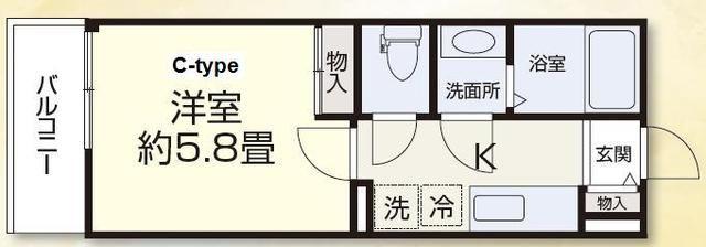 ホワイエ諏訪(1K/2階)の間取り写真