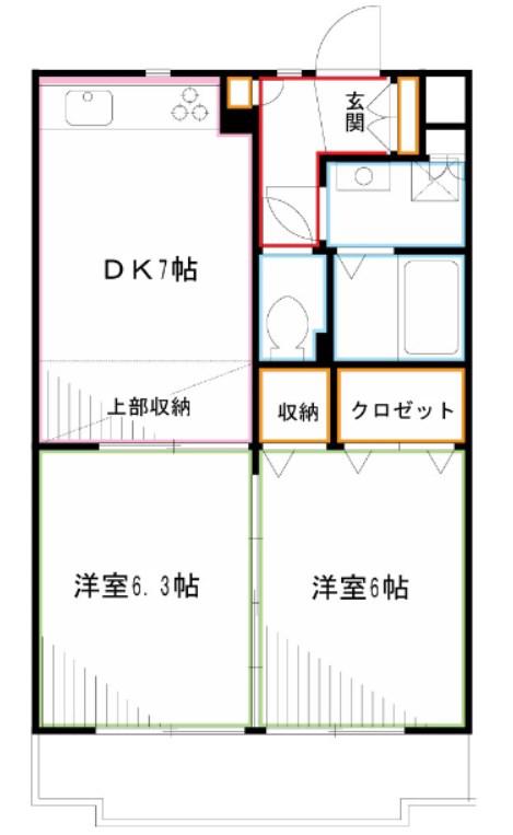 レジディア吉祥寺(2DK/2階)の間取り写真