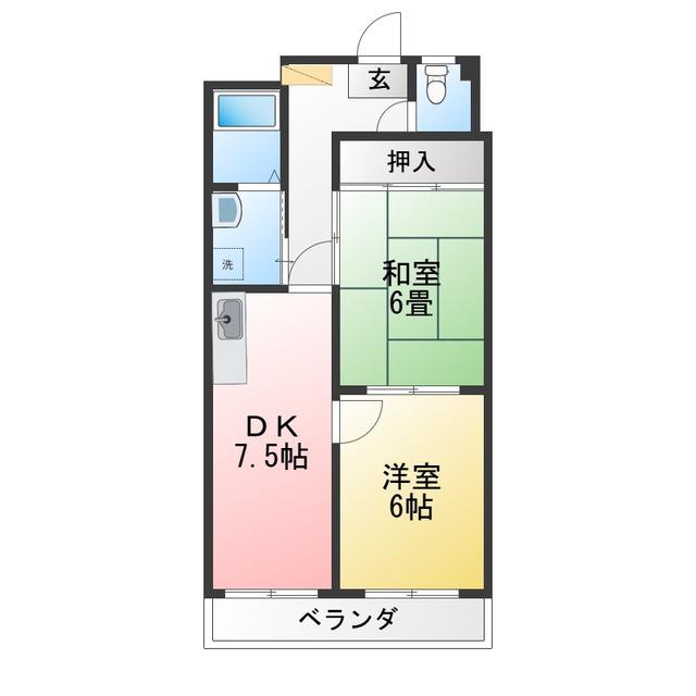 オリブマンション(2DK/1階)の間取り写真