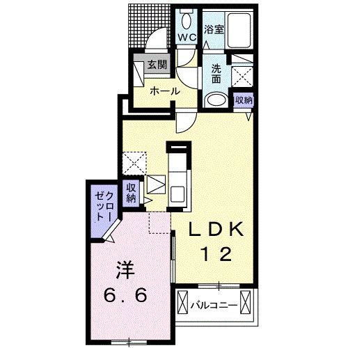 クラール元山E(1LDK/1階)の間取り写真