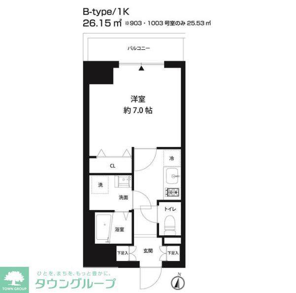 コスモリード錦糸町(1K/6階)の間取り写真
