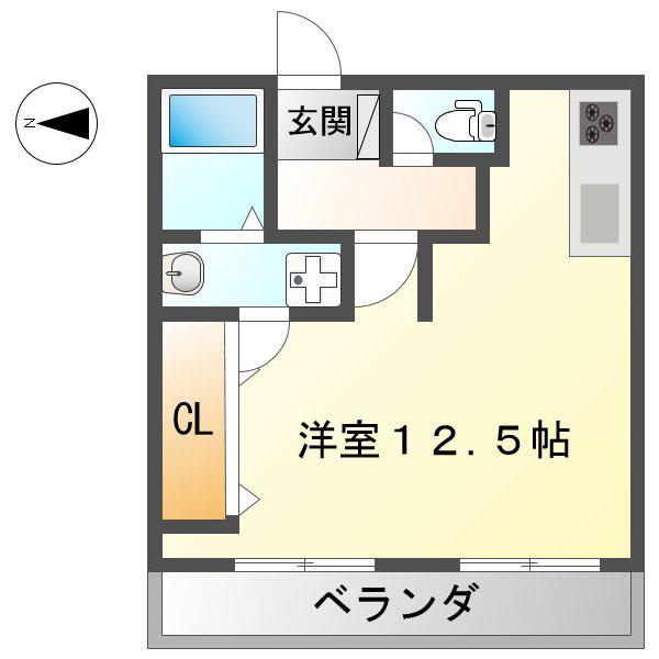 グランフォーレ(ワンルーム/2階)の間取り写真