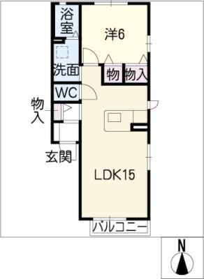 ベーネ八千代(1LDK/2階)の間取り写真