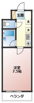 ビューパレス戸田公園(1K/2階)の間取り写真