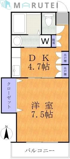 セリエ梶ヶ谷(1DK/2階)の間取り写真