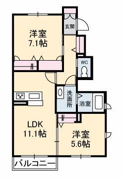 シャーメゾン伊倉本町(2LDK/1階)の間取り写真