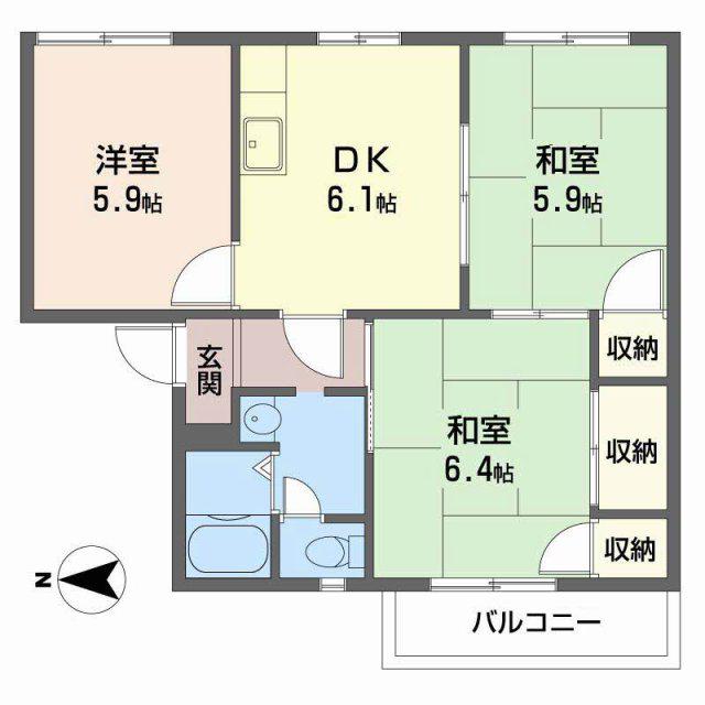 JAハイツかまえ(3DK/2階)の間取り写真