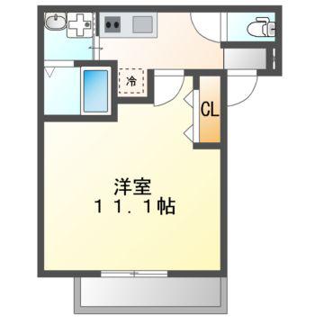 フジパレス吹田III番館(1K/2階)の間取り写真